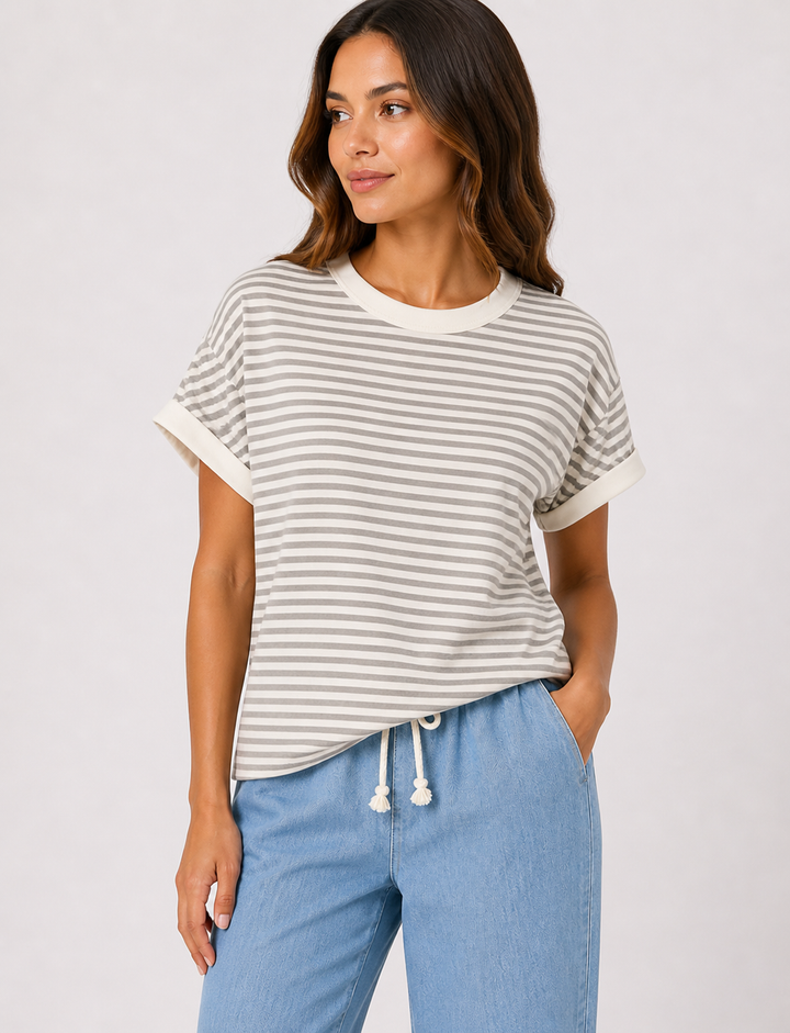 Heather Grey | Striped Tee