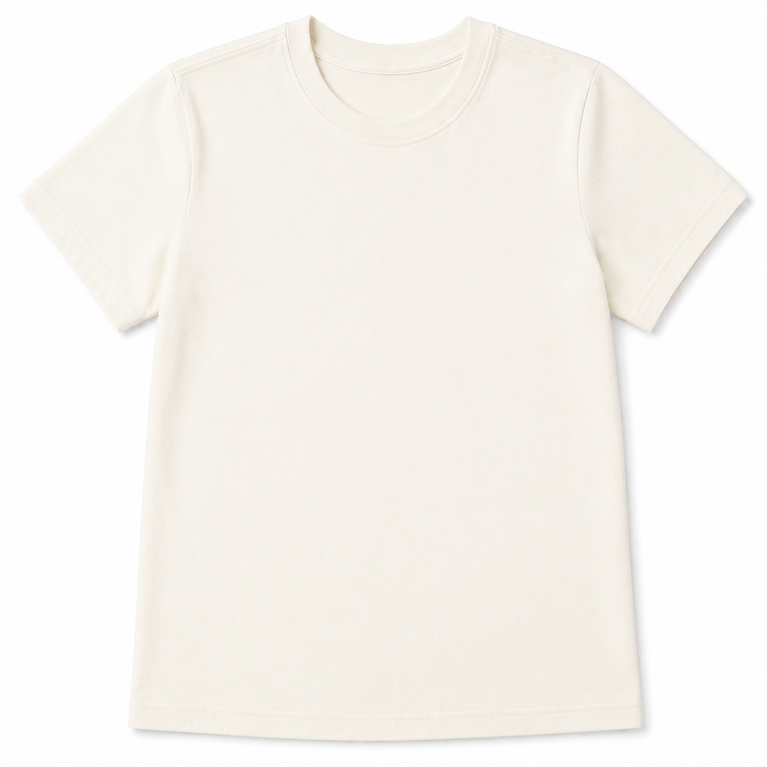 Ivory t-shirt on a white background