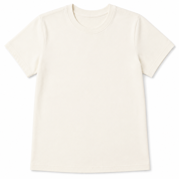 Ivory t-shirt on a white background