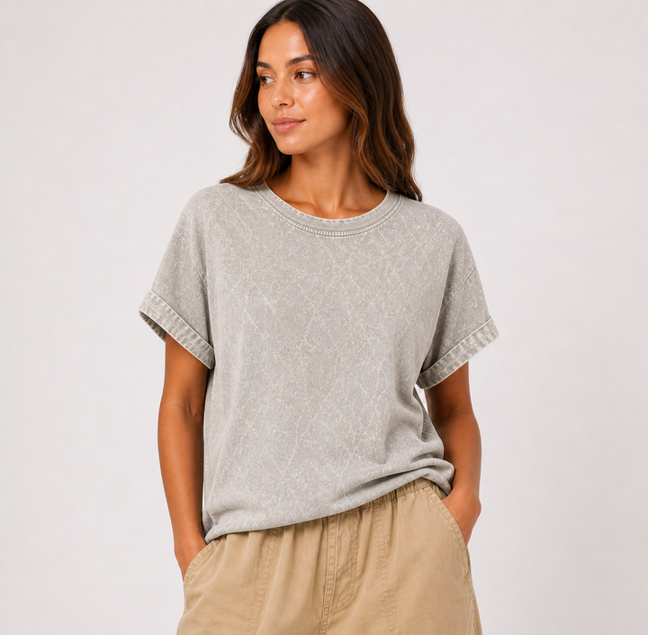 Crinkle | Gray Washed Tee