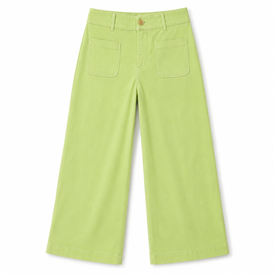 Light green pants on a white background