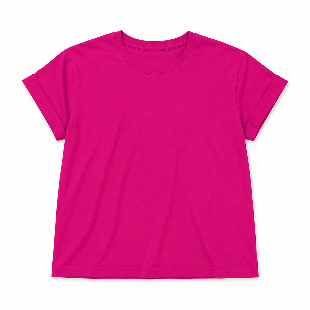 Magenta t-shirt on a white background
