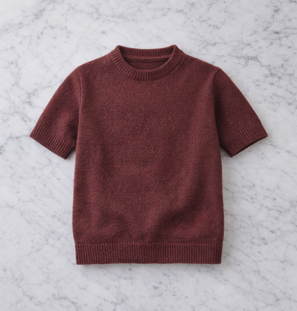 Brown sweater on a marble surface