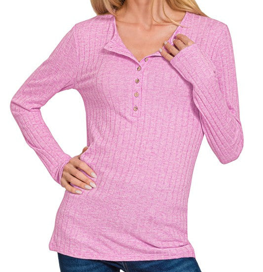 Ribbed Button Down|Knit Top