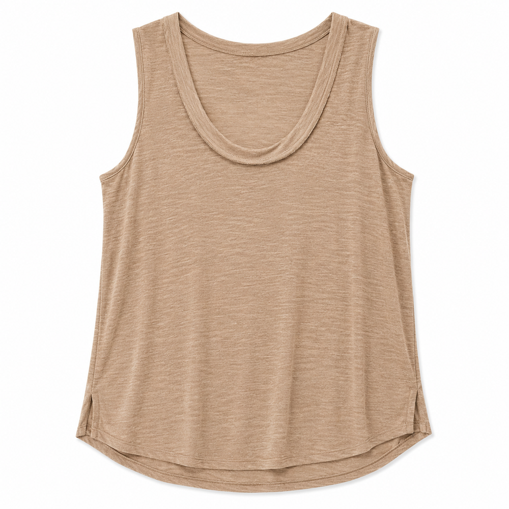 Beige tank top on a white background
