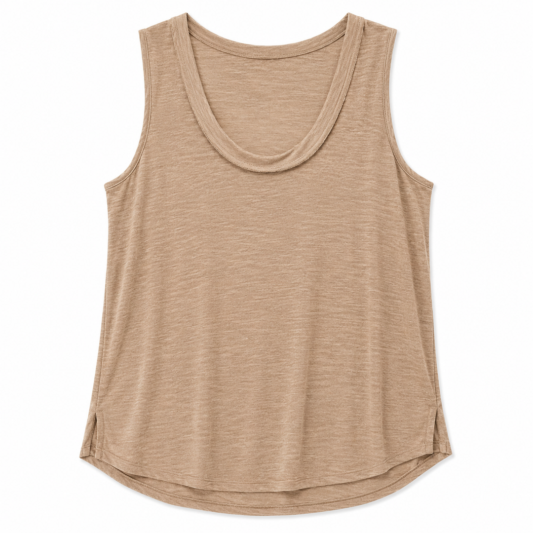 Beige tank top on a white background