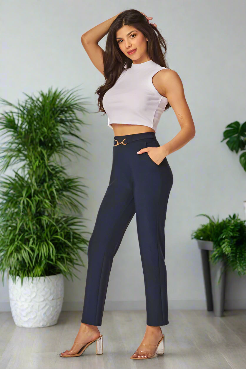 FINAL SALE: Tailored Button Cinched Pants