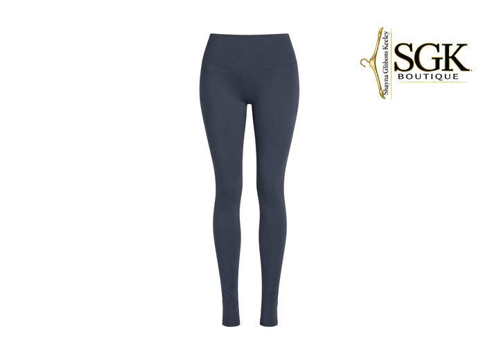 Navy leggings on a white background with SGK Boutique logo.