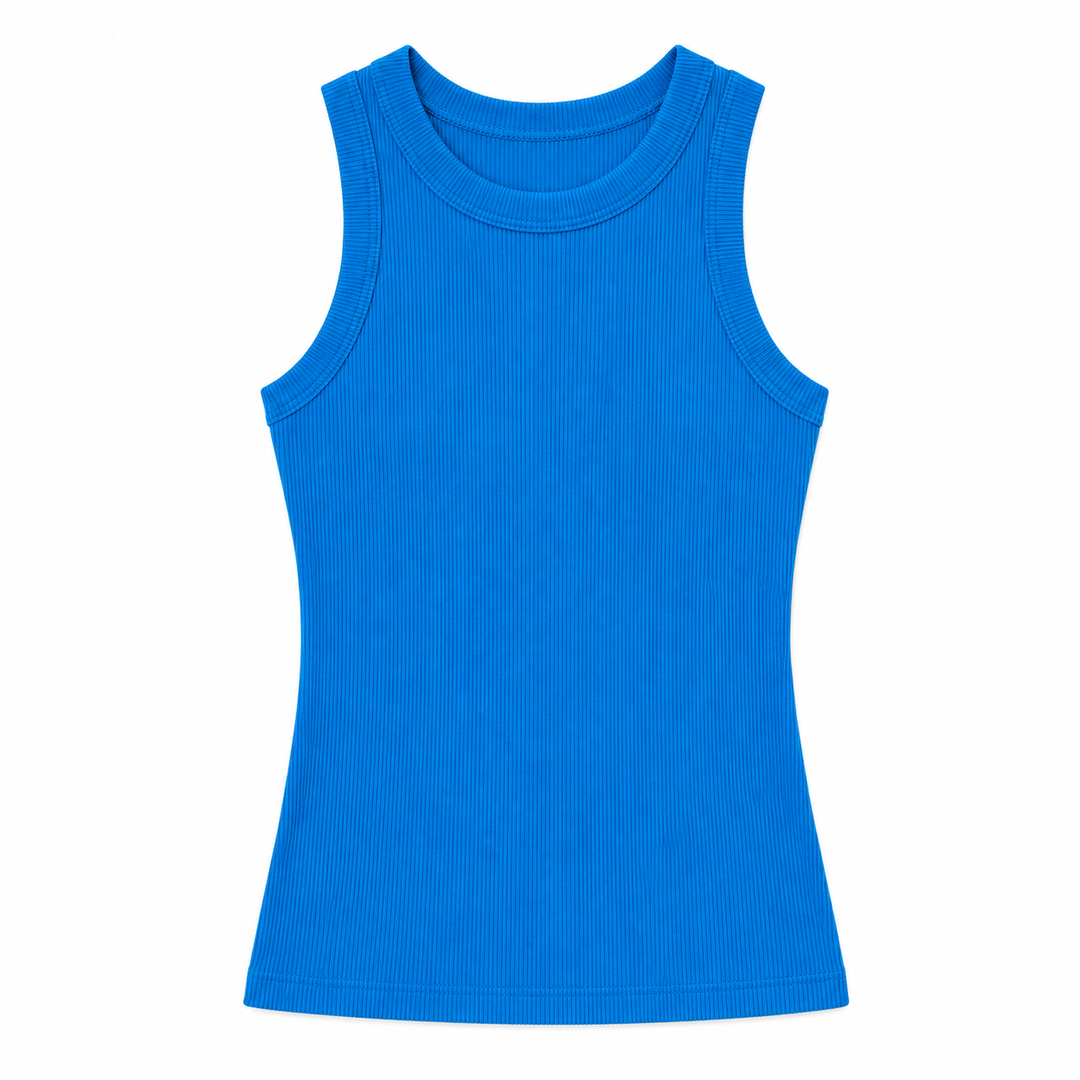 Blue tank top on a white background