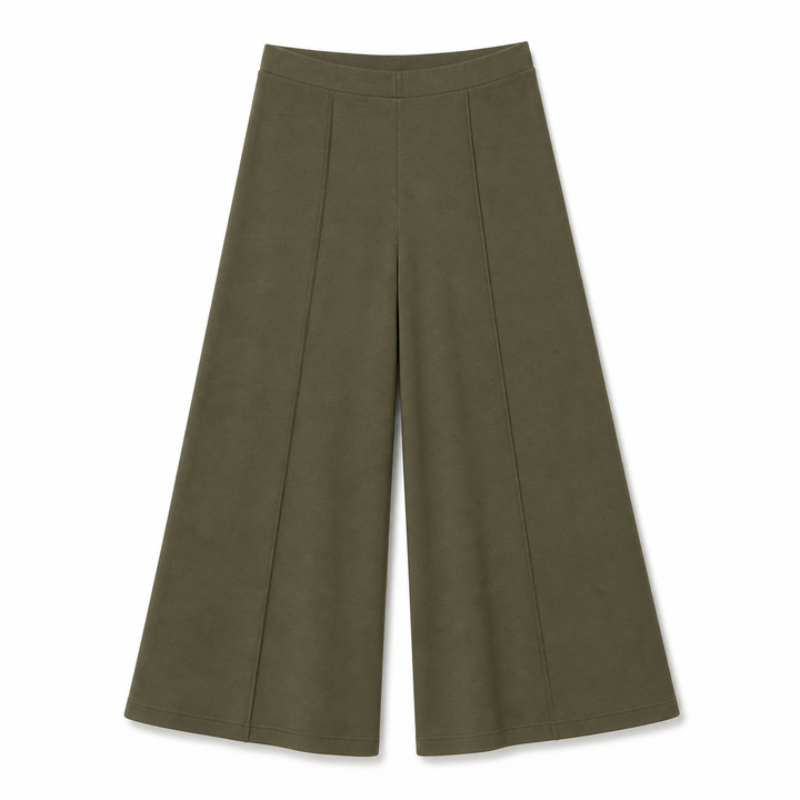 Green wide-leg pants on a white background