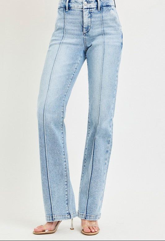 Light blue jeans on a white background