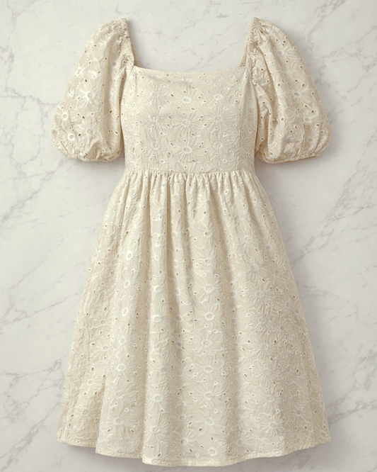 FINAL SALE: Puff Sleeve Eyelet Dress