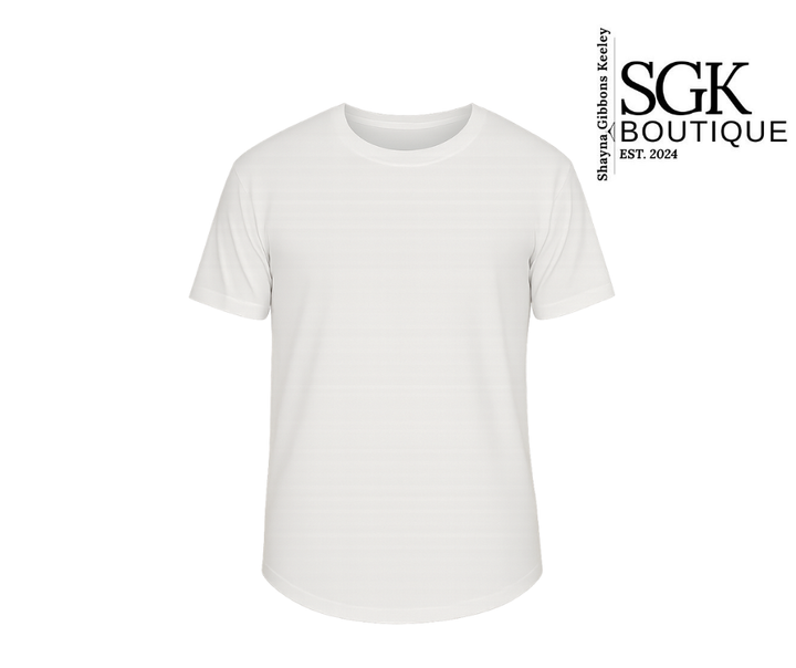 White t-shirt on a white background with SGK Boutique logo.