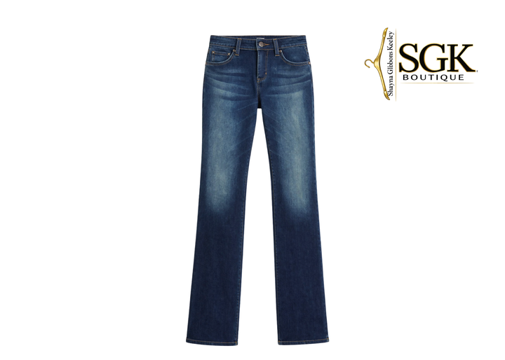 Blue jeans on a white background with SGK Boutique logo.