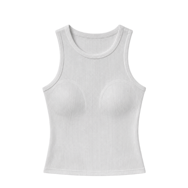 White ribbed tank top on a white background