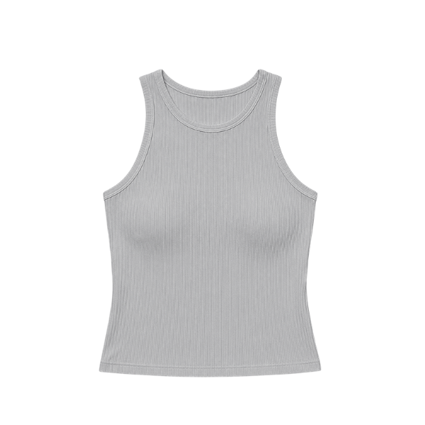 White ribbed tank top on a white background