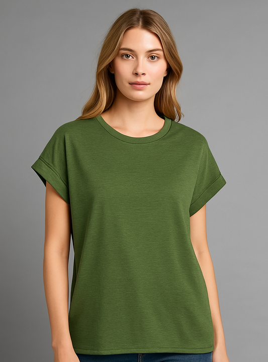 Olive Rolled Tee