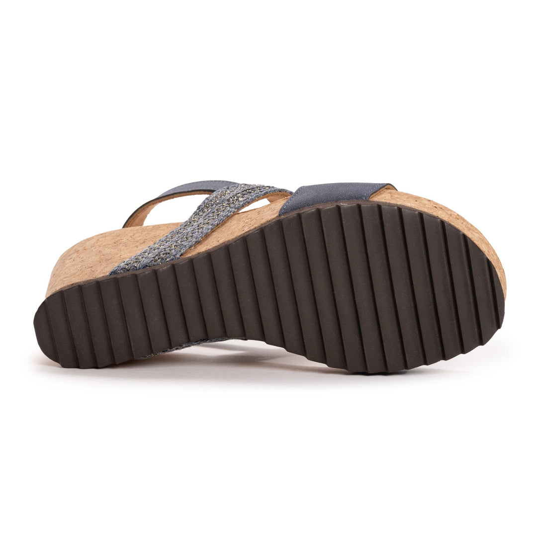 Flip-flop sandal with a textured sole on a white background