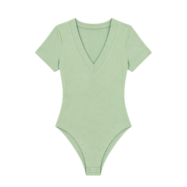 Green bodysuit on a white background