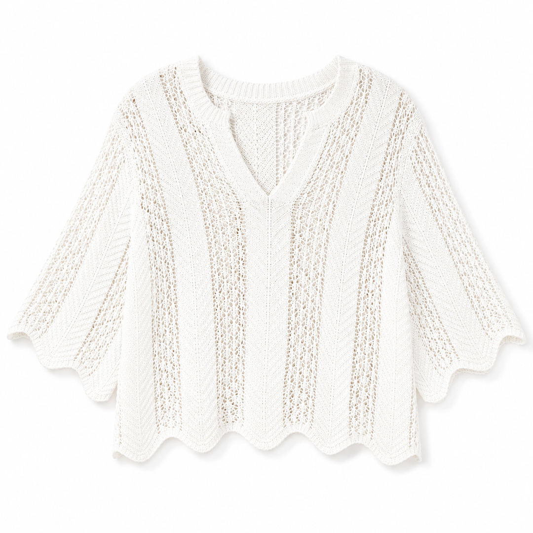 White knit cardigan on a white background