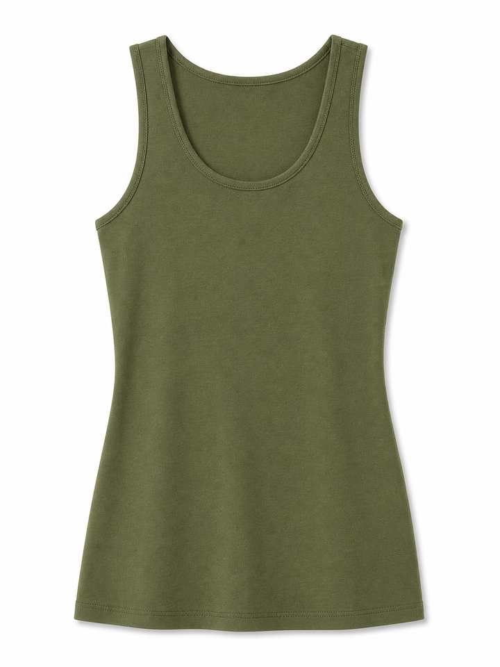 Green tank top on a white background
