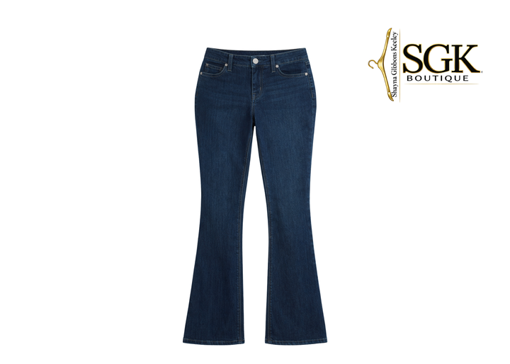 Blue jeans on a white background with SGK Boutique logo.