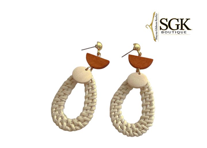 Oval Tassel|Wooden Earring