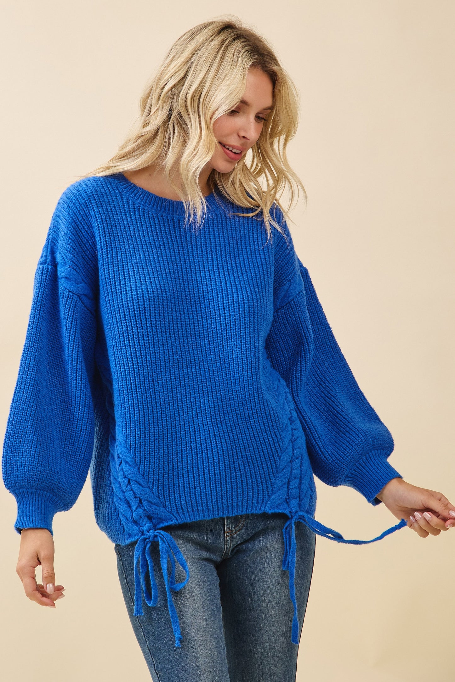 Cable Drawstring Sweater